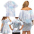 Samoa White Sunday Family Matching Off Shoulder Short Dress and Hawaiian Shirt Sweet Pastel Plumeria Floral