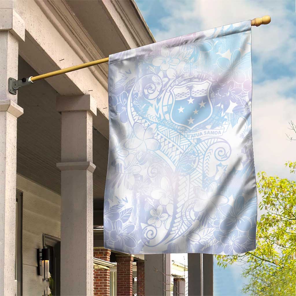 Samoa White Sunday Garden Flag Sweet Pastel Plumeria Floral LT01 House Flag White - Polynesian Pride