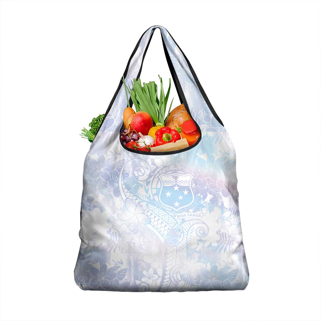 Samoa White Sunday Grocery Bag Sweet Pastel Plumeria Floral LT01 1-pack One Size White - Polynesian Pride