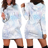 Samoa White Sunday Hoodie Dress Sweet Pastel Plumeria Floral LT01 - Polynesian Pride