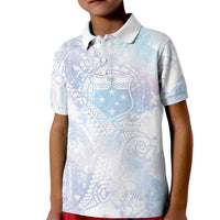 Samoa White Sunday Kid Polo Shirt Sweet Pastel Plumeria Floral LT01 Kid White - Polynesian Pride