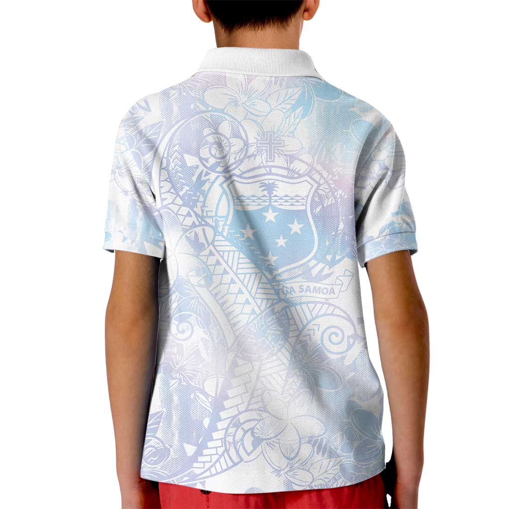 Samoa White Sunday Kid Polo Shirt Sweet Pastel Plumeria Floral LT01 - Polynesian Pride