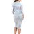 Samoa White Sunday Long Sleeve Bodycon Dress Sweet Pastel Plumeria Floral