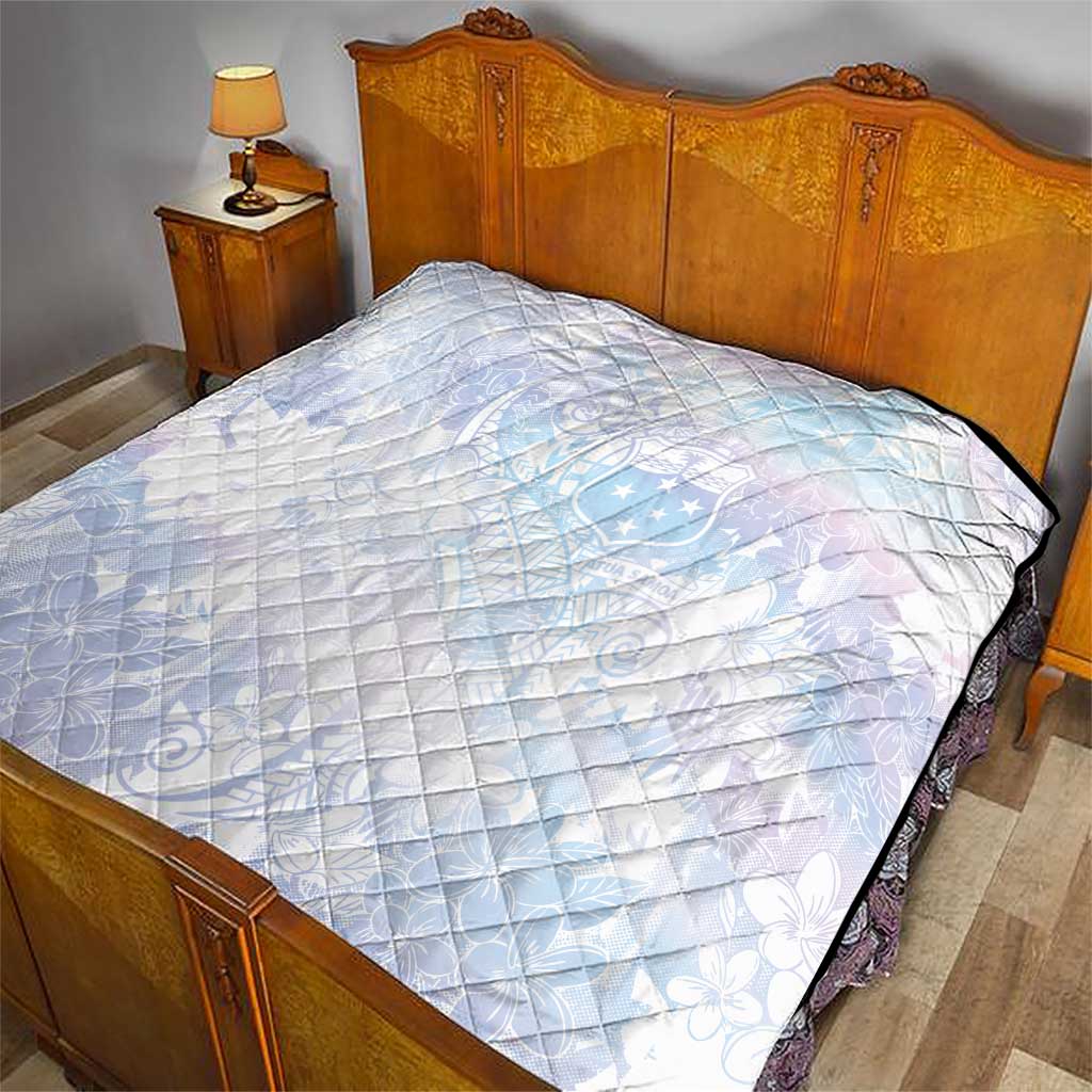 Samoa White Sunday Quilt Sweet Pastel Plumeria Floral LT01 - Polynesian Pride
