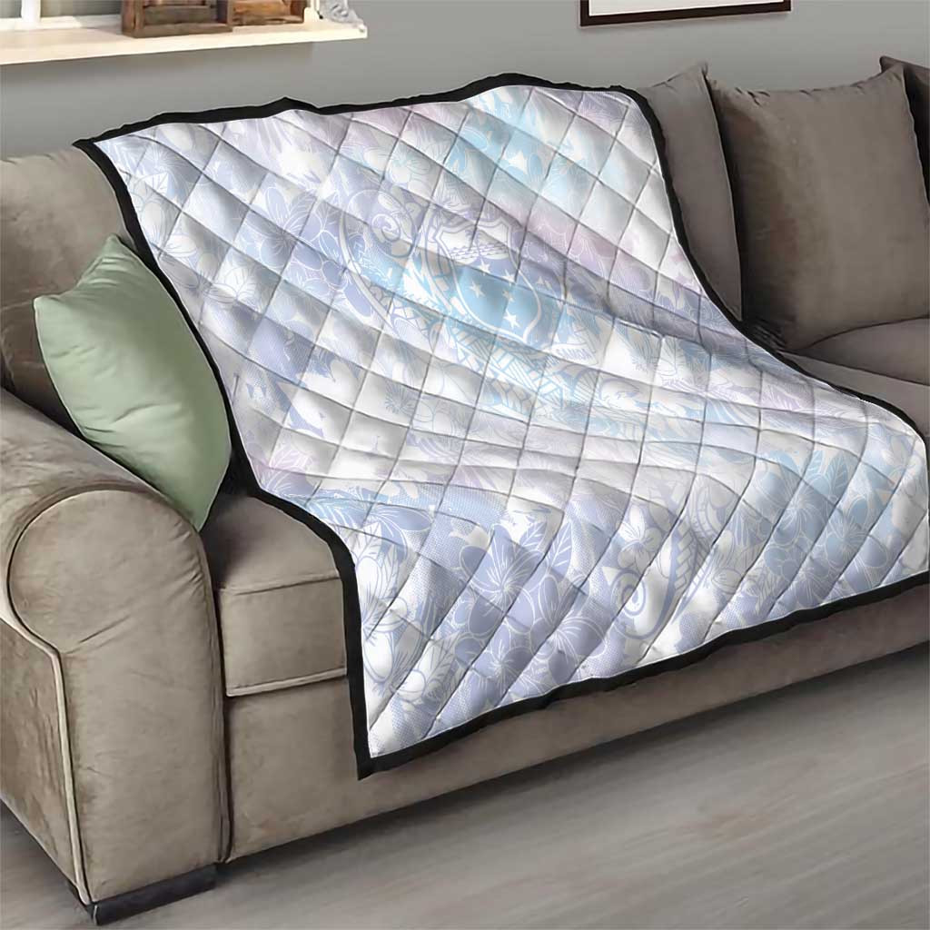 Samoa White Sunday Quilt Sweet Pastel Plumeria Floral LT01 - Polynesian Pride