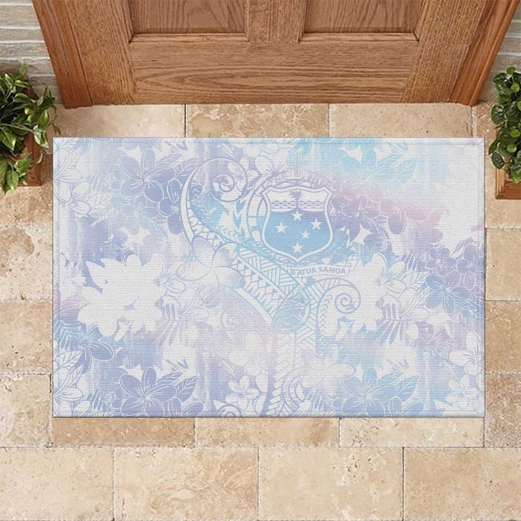 Samoa White Sunday Rubber Doormat Sweet Pastel Plumeria Floral LT01 White - Polynesian Pride