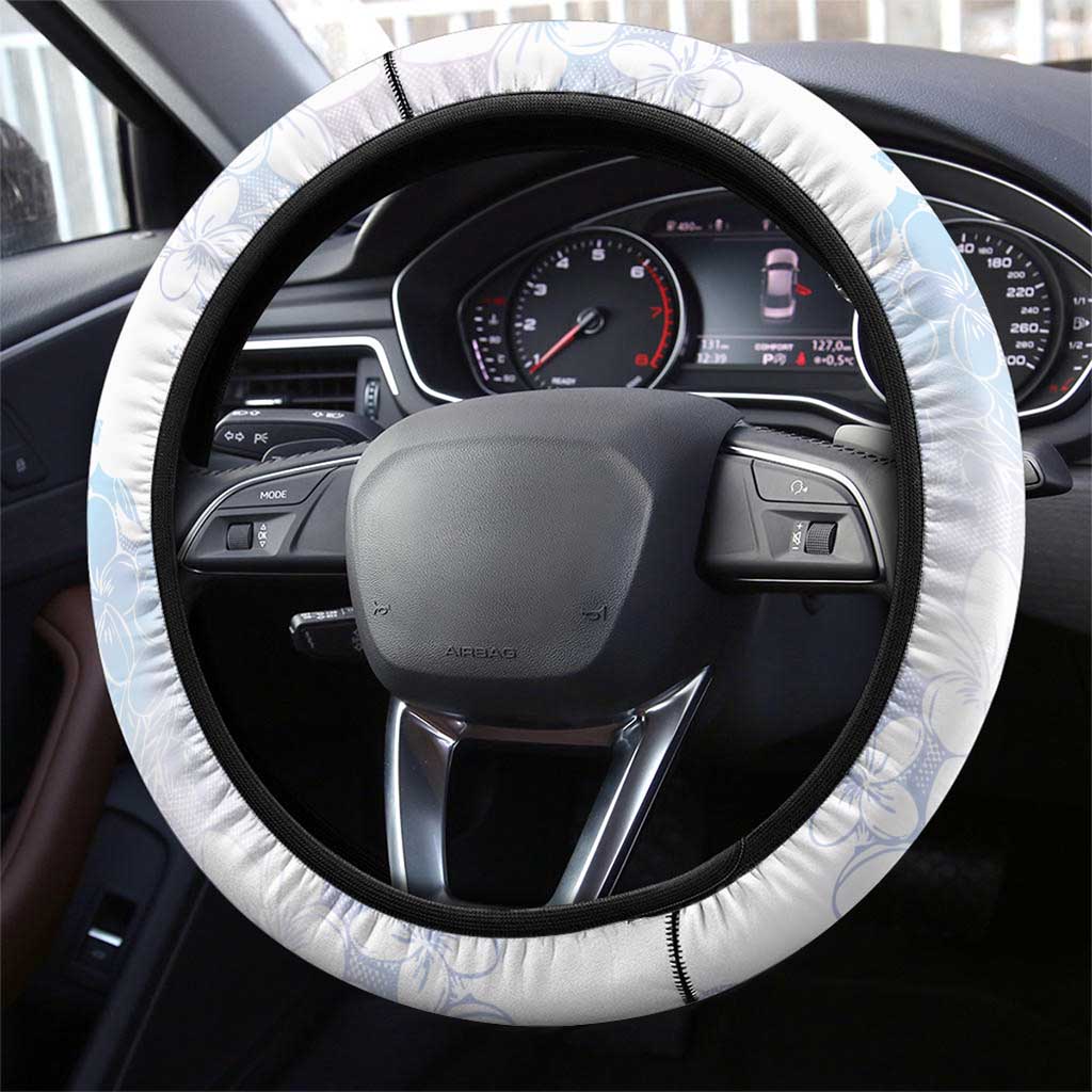 Samoa White Sunday Steering Wheel Cover Sweet Pastel Plumeria Floral LT01 - Polynesian Pride