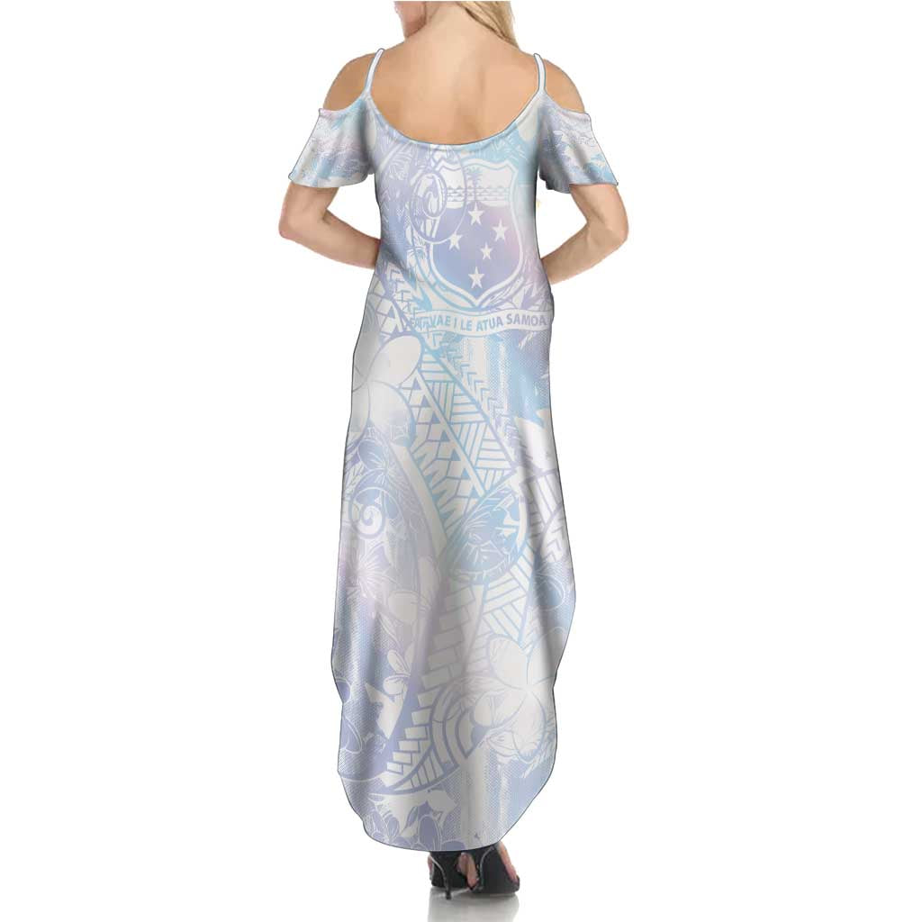 Samoa White Sunday Summer Maxi Dress Sweet Pastel Plumeria Floral LT01 - Polynesian Pride