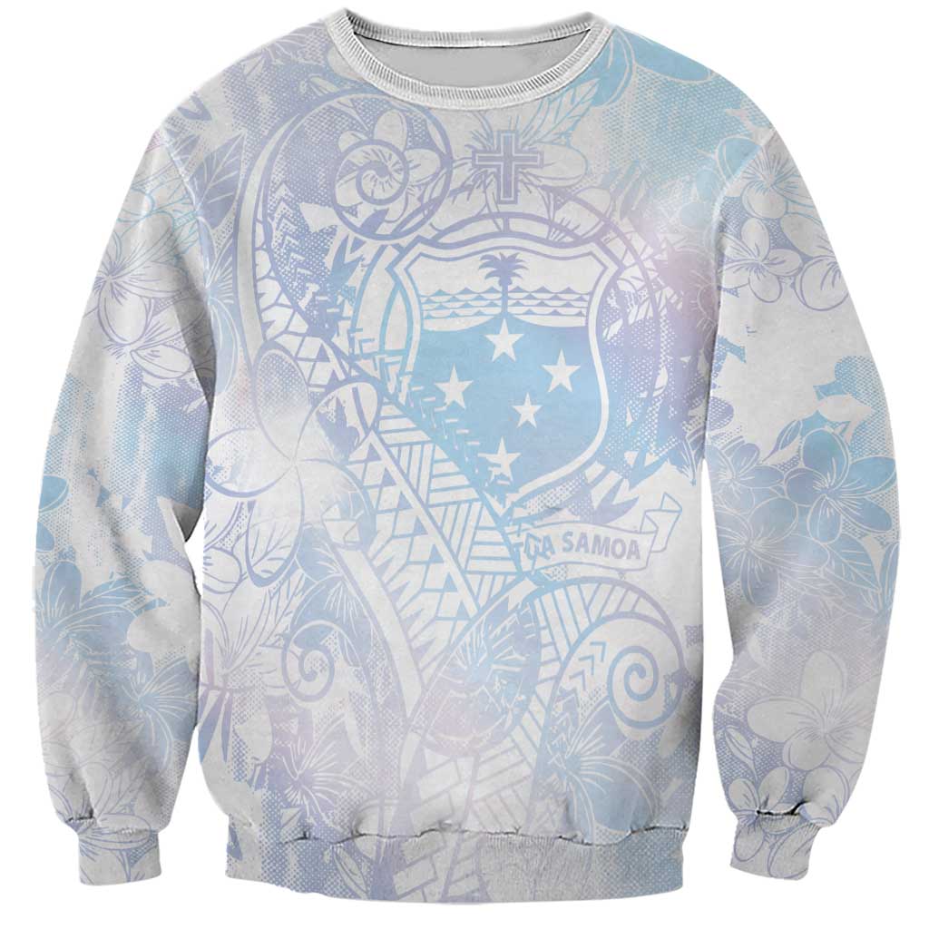 Samoa White Sunday Sweatshirt Sweet Pastel Plumeria Floral LT01 Unisex White - Polynesian Pride