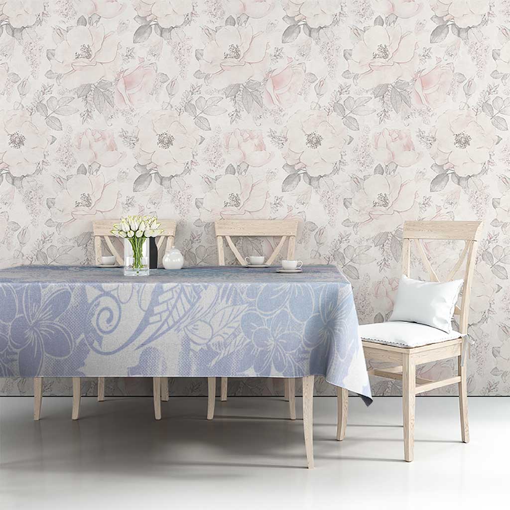 Samoa White Sunday Tablecloth Sweet Pastel Plumeria Floral LT01 - Polynesian Pride