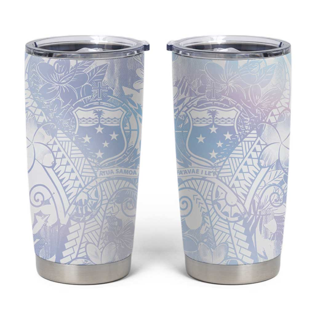 Samoa White Sunday Tumbler Cup Sweet Pastel Plumeria Floral LT01 White - Polynesian Pride