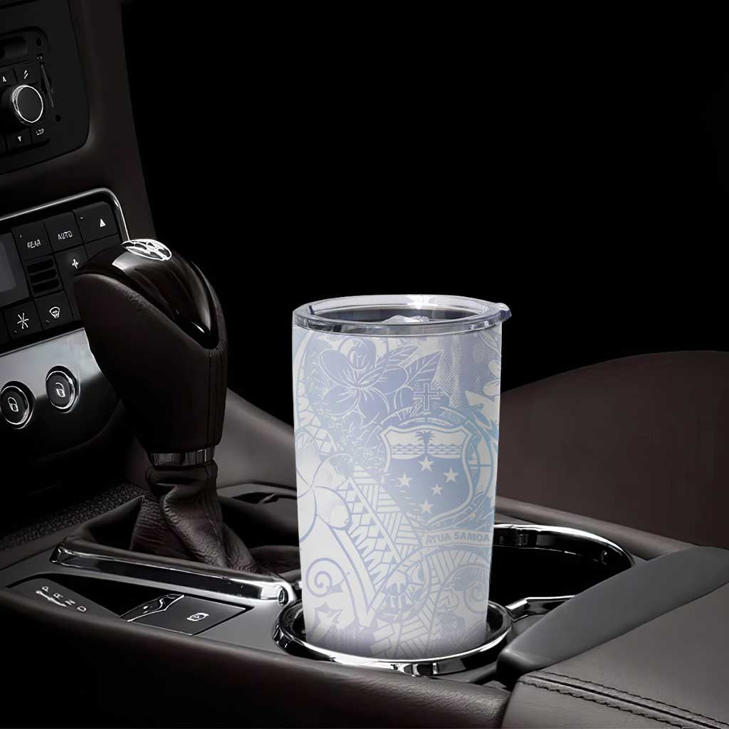 Samoa White Sunday Tumbler Cup Sweet Pastel Plumeria Floral LT01 - Polynesian Pride