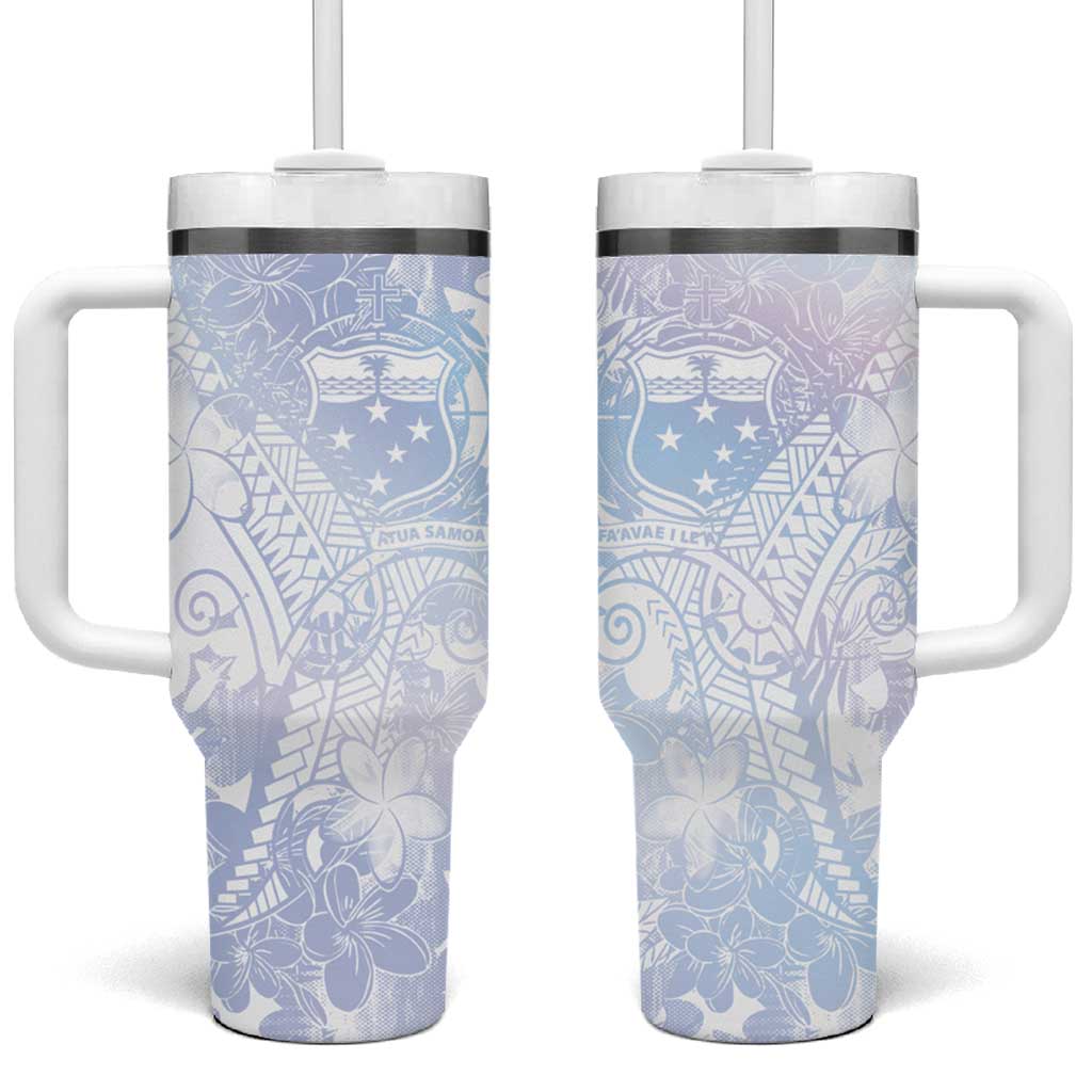 Samoa White Sunday Tumbler With Handle Sweet Pastel Plumeria Floral LT01 One Size: 40 oz White - Polynesian Pride