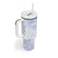 Samoa White Sunday Tumbler With Handle Sweet Pastel Plumeria Floral LT01 - Polynesian Pride