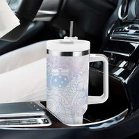 Samoa White Sunday Tumbler With Handle Sweet Pastel Plumeria Floral LT01 - Polynesian Pride