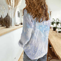 Samoa White Sunday Women Casual Shirt Sweet Pastel Plumeria Floral LT01 - Polynesian Pride