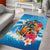 Personalized Aloha Hawaii Skeleton Surfing Area Rug Tribal Shark Plumeria