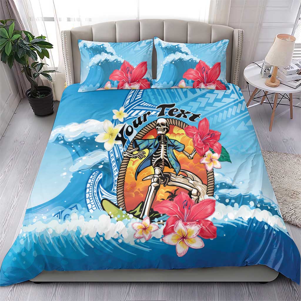 Personalized Aloha Hawaii Skeleton Surfing Bedding Set Tribal Shark Plumeria LT01 - Polynesian Pride