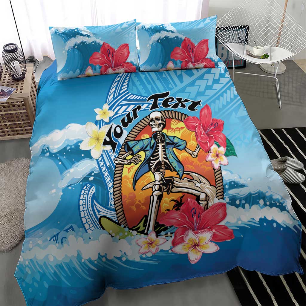 Personalized Aloha Hawaii Skeleton Surfing Bedding Set Tribal Shark Plumeria LT01 - Polynesian Pride