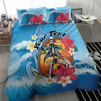 Personalized Aloha Hawaii Skeleton Surfing Bedding Set Tribal Shark Plumeria LT01 - Polynesian Pride