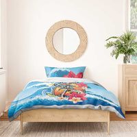 Personalized Aloha Hawaii Skeleton Surfing Bedding Set Tribal Shark Plumeria LT01 - Polynesian Pride