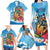 Personalized Aloha Hawaii Skeleton Surfing Family Matching Long Sleeve Bodycon Dress and Hawaiian Shirt Tribal Shark Plumeria