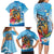 Personalized Aloha Hawaii Skeleton Surfing Family Matching Long Sleeve Bodycon Dress and Hawaiian Shirt Tribal Shark Plumeria