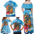 Personalized Aloha Hawaii Skeleton Surfing Family Matching Off Shoulder Maxi Dress and Hawaiian Shirt Tribal Shark Plumeria