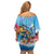 Personalized Aloha Hawaii Skeleton Surfing Family Matching Off Shoulder Short Dress and Hawaiian Shirt Tribal Shark Plumeria