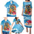 Personalized Aloha Hawaii Skeleton Surfing Family Matching Puletasi and Hawaiian Shirt Tribal Shark Plumeria