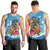 Personalized Aloha Hawaii Skeleton Surfing Men Tank Top Tribal Shark Plumeria