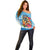 Personalized Aloha Hawaii Skeleton Surfing Off Shoulder Sweater Tribal Shark Plumeria