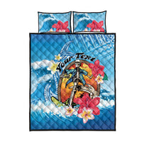 Personalized Aloha Hawaii Skeleton Surfing Quilt Bed Set Tribal Shark Plumeria LT01 - Polynesian Pride