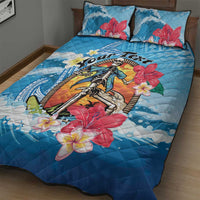 Personalized Aloha Hawaii Skeleton Surfing Quilt Bed Set Tribal Shark Plumeria LT01 - Polynesian Pride