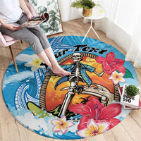 Personalized Aloha Hawaii Skeleton Surfing Round Carpet Tribal Shark Plumeria LT01 - Polynesian Pride