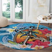 Personalized Aloha Hawaii Skeleton Surfing Round Carpet Tribal Shark Plumeria LT01 - Polynesian Pride