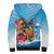 Personalized Aloha Hawaii Skeleton Surfing Sherpa Hoodie Tribal Shark Plumeria