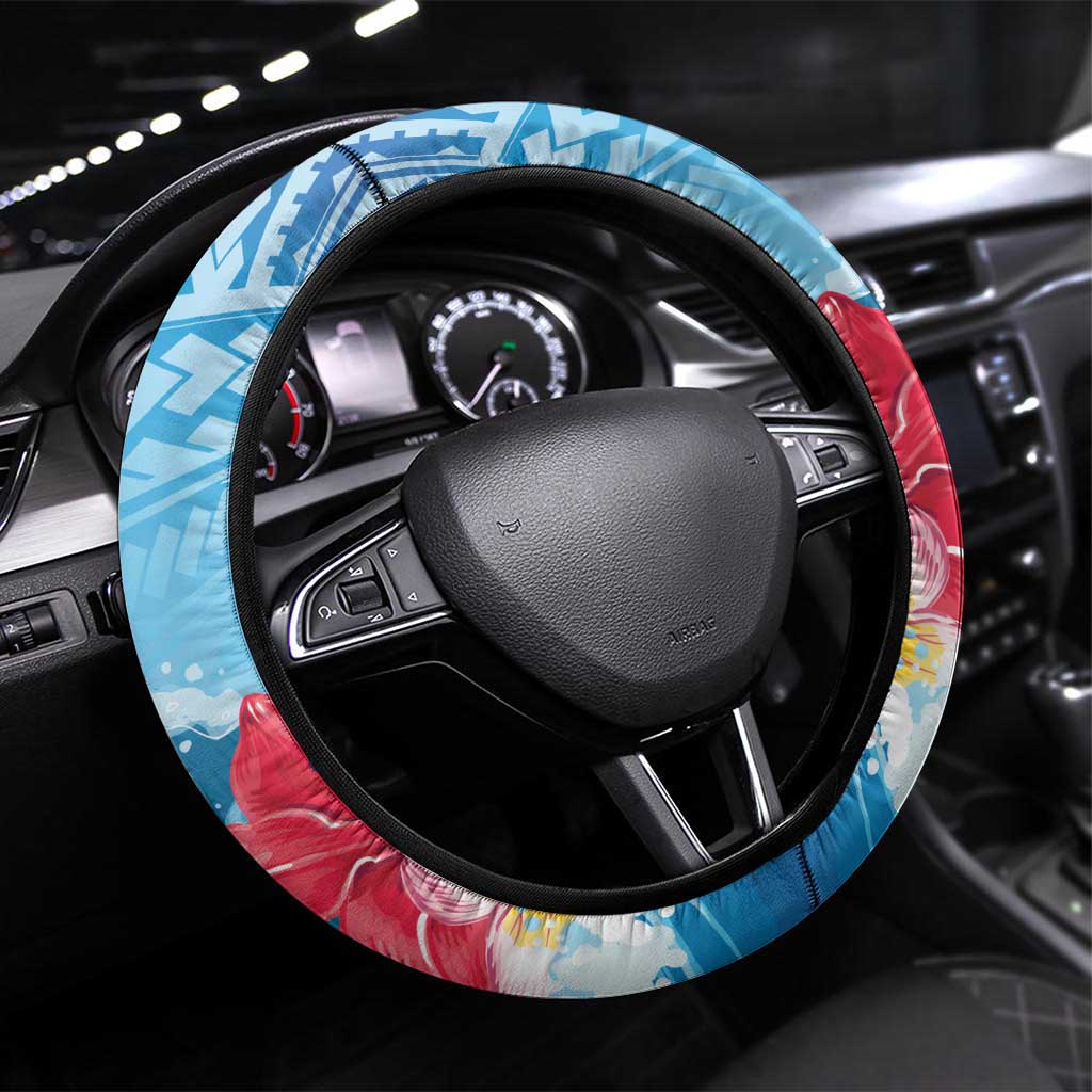 Aloha Hawaii Skeleton Surfing Steering Wheel Cover Tribal Shark Plumeria