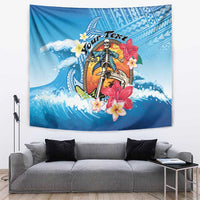 Personalized Aloha Hawaii Skeleton Surfing Tapestry Tribal Shark Plumeria LT01 Blue - Polynesian Pride