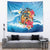 Personalized Aloha Hawaii Skeleton Surfing Tapestry Tribal Shark Plumeria