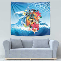 Personalized Aloha Hawaii Skeleton Surfing Tapestry Tribal Shark Plumeria LT01 - Polynesian Pride