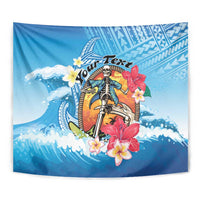 Personalized Aloha Hawaii Skeleton Surfing Tapestry Tribal Shark Plumeria LT01 - Polynesian Pride