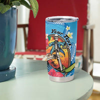 Personalized Aloha Hawaii Skeleton Surfing Tumbler Cup Tribal Shark Plumeria LT01 - Polynesian Pride