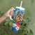 Personalized Aloha Hawaii Skeleton Surfing Tumbler With Handle Tribal Shark Plumeria