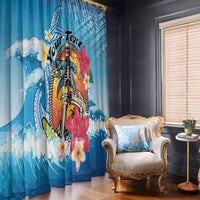 Personalized Aloha Hawaii Skeleton Surfing Window Curtain Tribal Shark Plumeria LT01 - Polynesian Pride