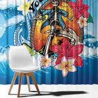Personalized Aloha Hawaii Skeleton Surfing Window Curtain Tribal Shark Plumeria LT01 - Polynesian Pride