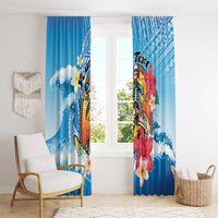 Personalized Aloha Hawaii Skeleton Surfing Window Curtain Tribal Shark Plumeria LT01 - Polynesian Pride