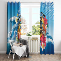 Personalized Aloha Hawaii Skeleton Surfing Window Curtain Tribal Shark Plumeria LT01 - Polynesian Pride