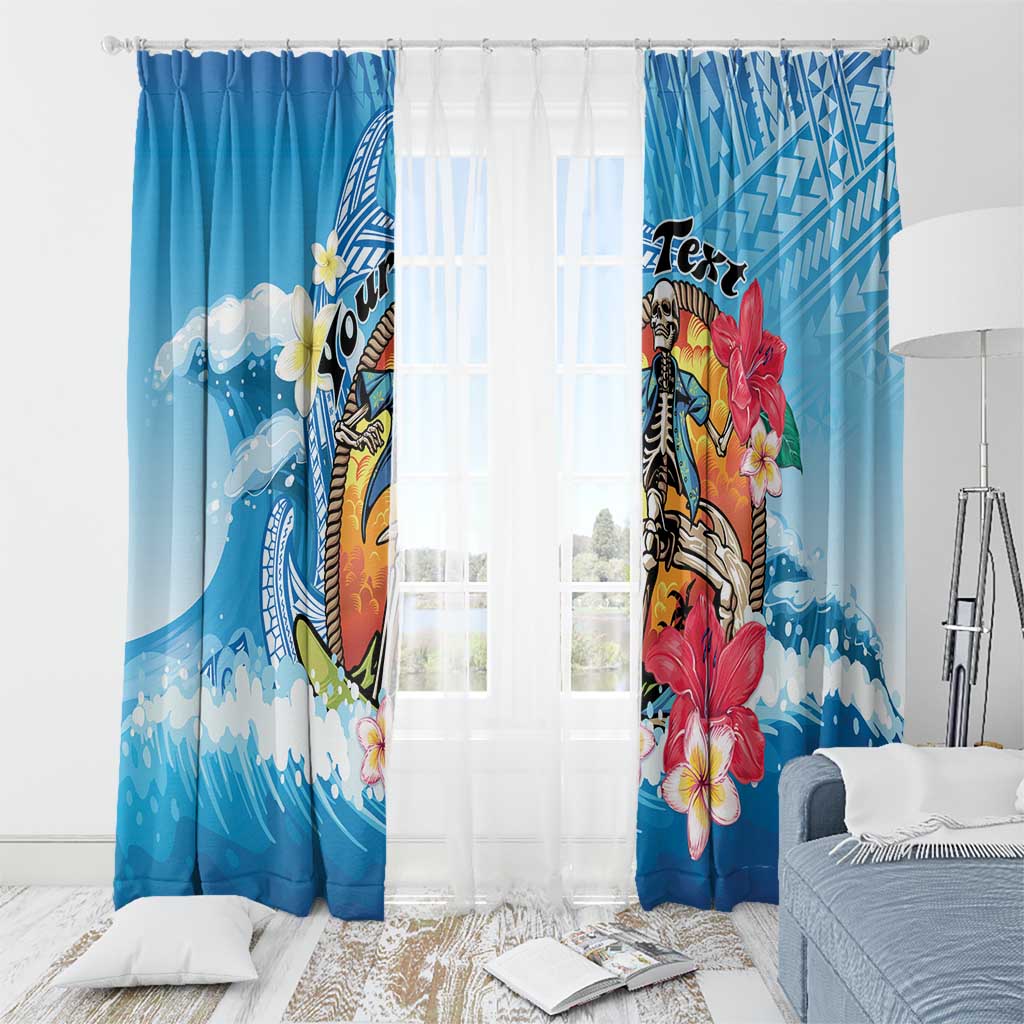 Personalized Aloha Hawaii Skeleton Surfing Window Curtain Tribal Shark Plumeria LT01 - Polynesian Pride