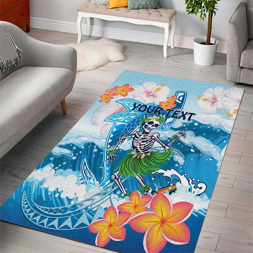 Personalized Hawaii Hula Girl Skeleton Dancing Area Rug Hibiscus Tribal Shark LT01 - Polynesian Pride
